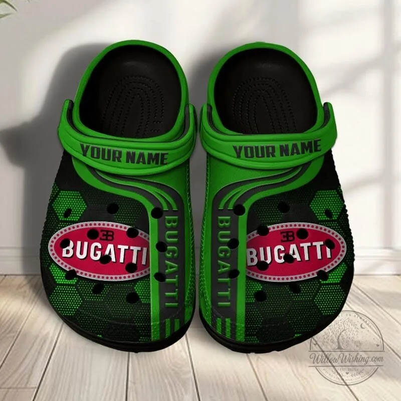 Bugatti Custom Name Classic Blue Hexagon Pattern Casual Crocs Shoes 16 Bugatti Custom Name Classic Blue Hexagon Pattern Casual Crocs Shoes