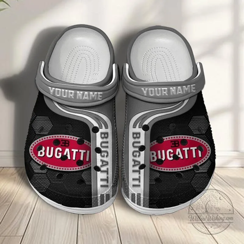 Bugatti Custom Name Classic Blue Hexagon Pattern Casual Crocs Shoes 17 Bugatti Custom Name Classic Blue Hexagon Pattern Casual Crocs Shoes
