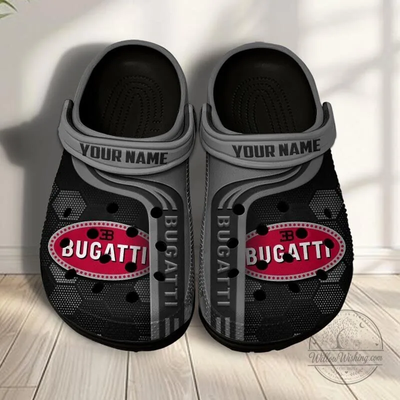Bugatti Custom Name Classic Blue Hexagon Pattern Casual Crocs Shoes 18 Bugatti Custom Name Classic Blue Hexagon Pattern Casual Crocs Shoes