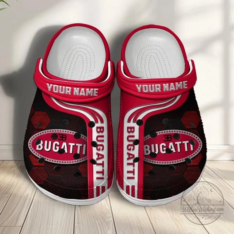 Bugatti Custom Name Classic Blue Hexagon Pattern Casual Crocs Shoes 19 Bugatti Custom Name Classic Blue Hexagon Pattern Casual Crocs Shoes