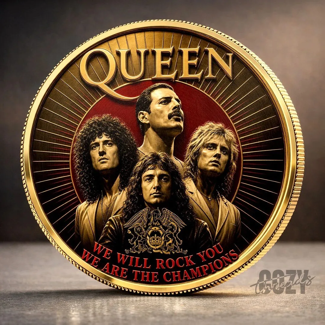 Queen Band Freddie Mercury We Will Rock You Gold Commemorative Coin