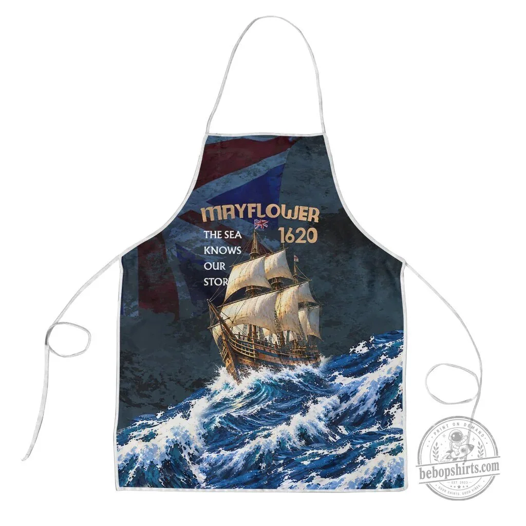 Mayflower 1620 Ship Sailing Ocean Waves Art Vintage Nautical Apron