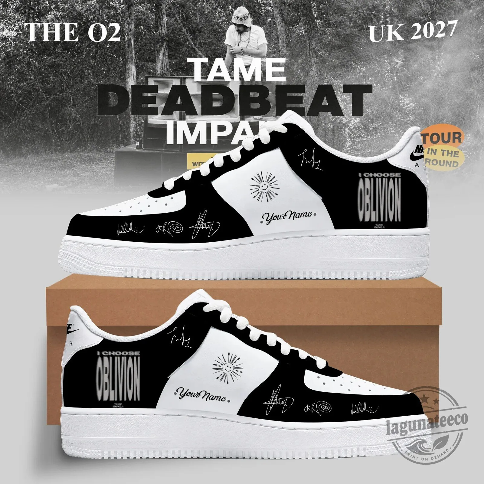 Tame Impala Deadbeat UK 2027 Tour Black and White Custom Shoes