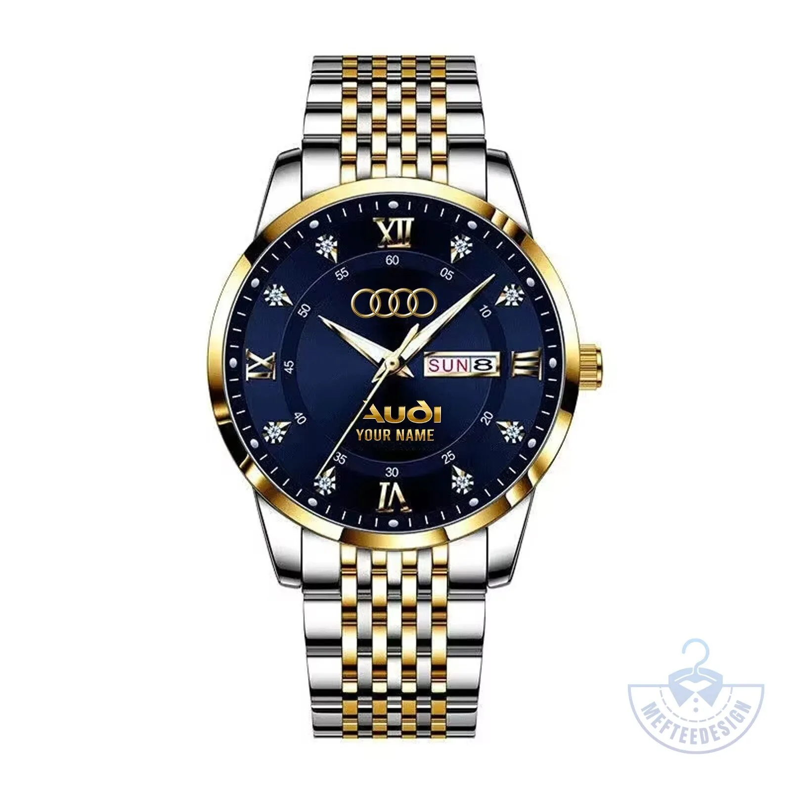 Audi Luxury Gold and Silver Stainless Steel Custom Name Watch 14 Audi Luxury Gold and Silver Stainless Steel Custom Name Watch