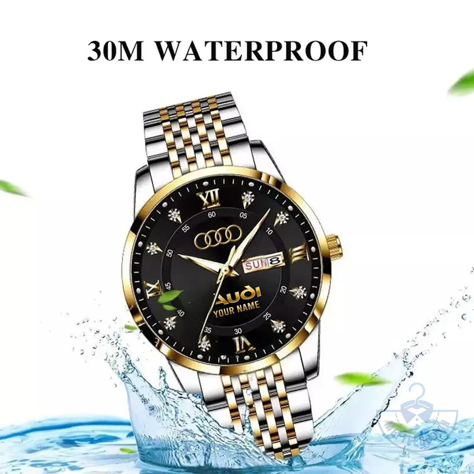 Audi Luxury Gold and Silver Stainless Steel Custom Name Watch 15 Audi Luxury Gold and Silver Stainless Steel Custom Name Watch