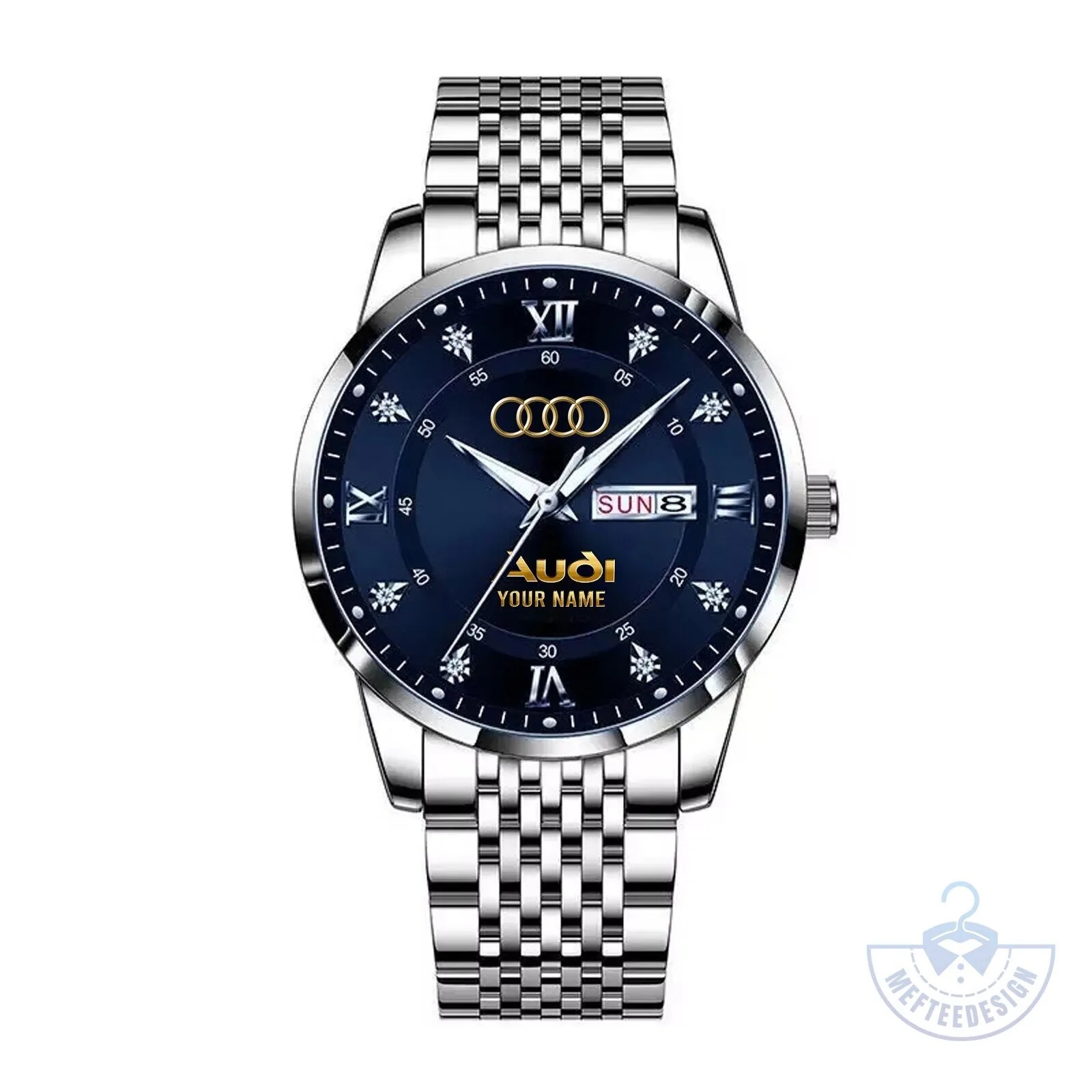 Audi Luxury Gold and Silver Stainless Steel Custom Name Watch 17 Audi Luxury Gold and Silver Stainless Steel Custom Name Watch