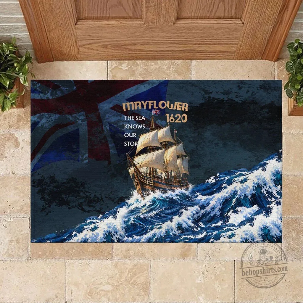 Mayflower 1620 Ship Vintage Nautical Ocean Waves Art Doormat