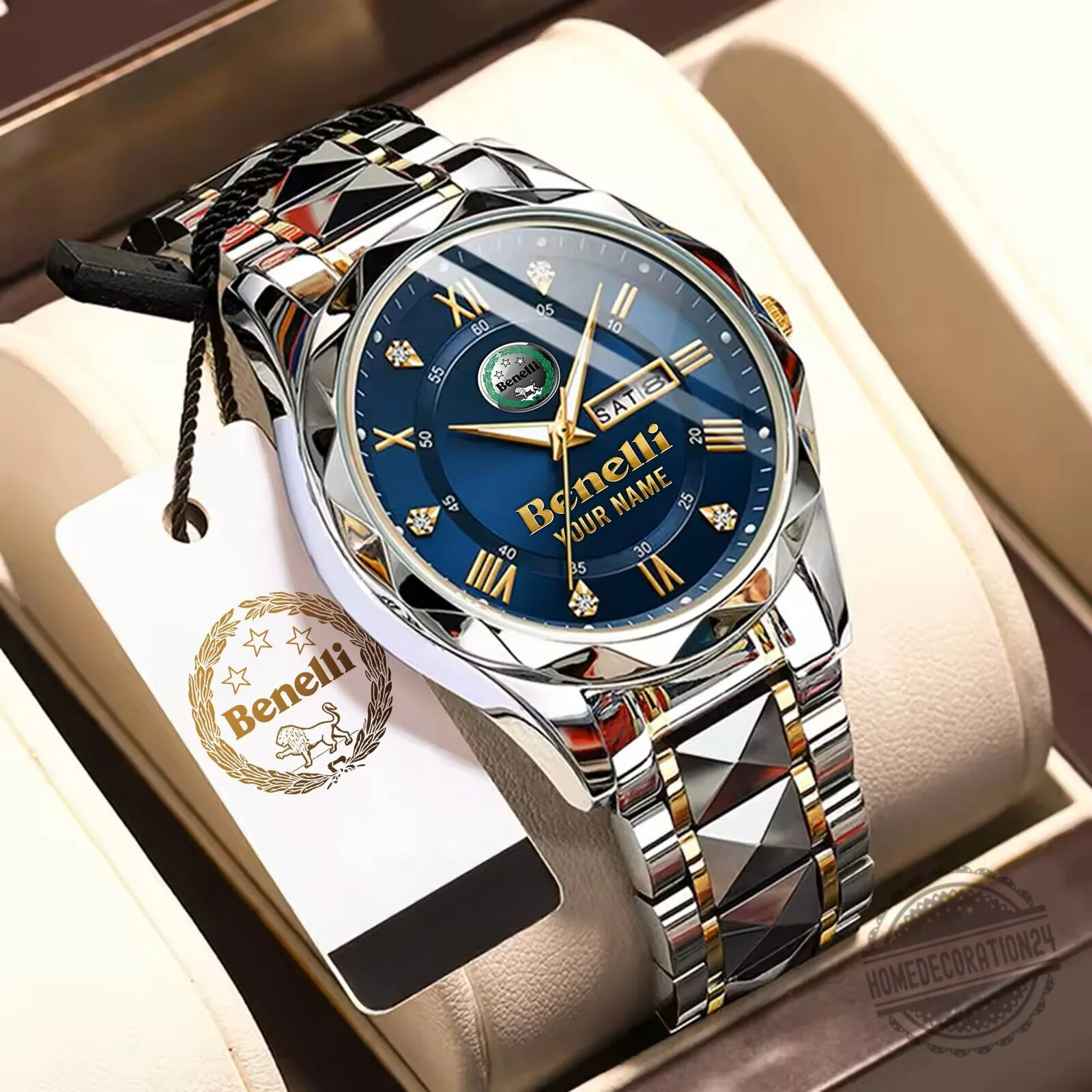 Benelli Motorcycles Custom Name Elegant Fashion Design Watch for Men