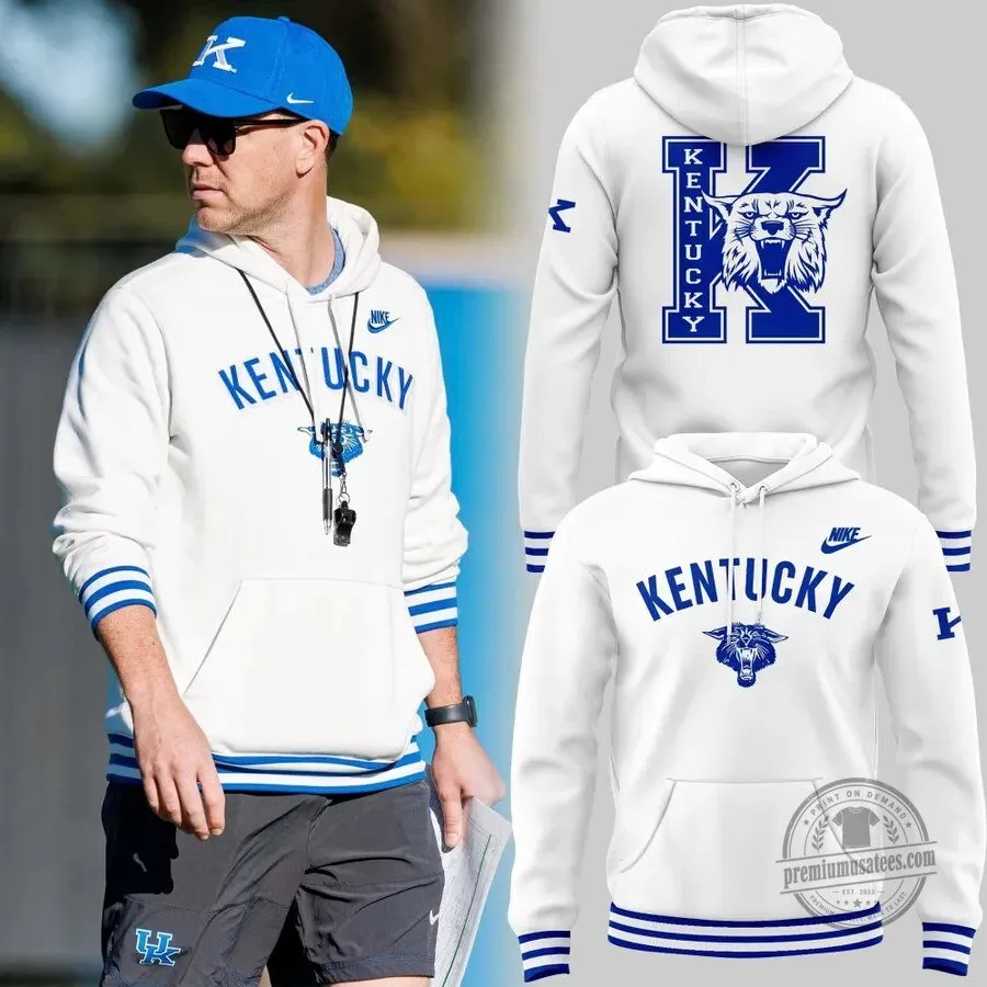 Kentucky Wildcats NCAA College Sports Team Logo White Hoodie