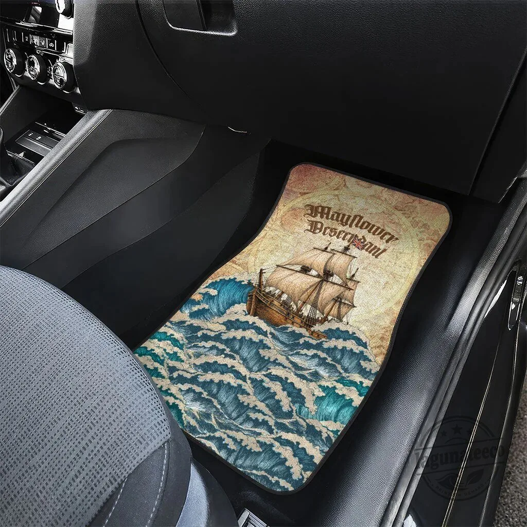 Mayflower Descendant Ship Car Mats Vintage Nautical Map Ocean Waves Auto Floor Mats 10 Mayflower Descendant Ship Car Mats Vintage Nautical Map Ocean Waves Auto Floor Mats