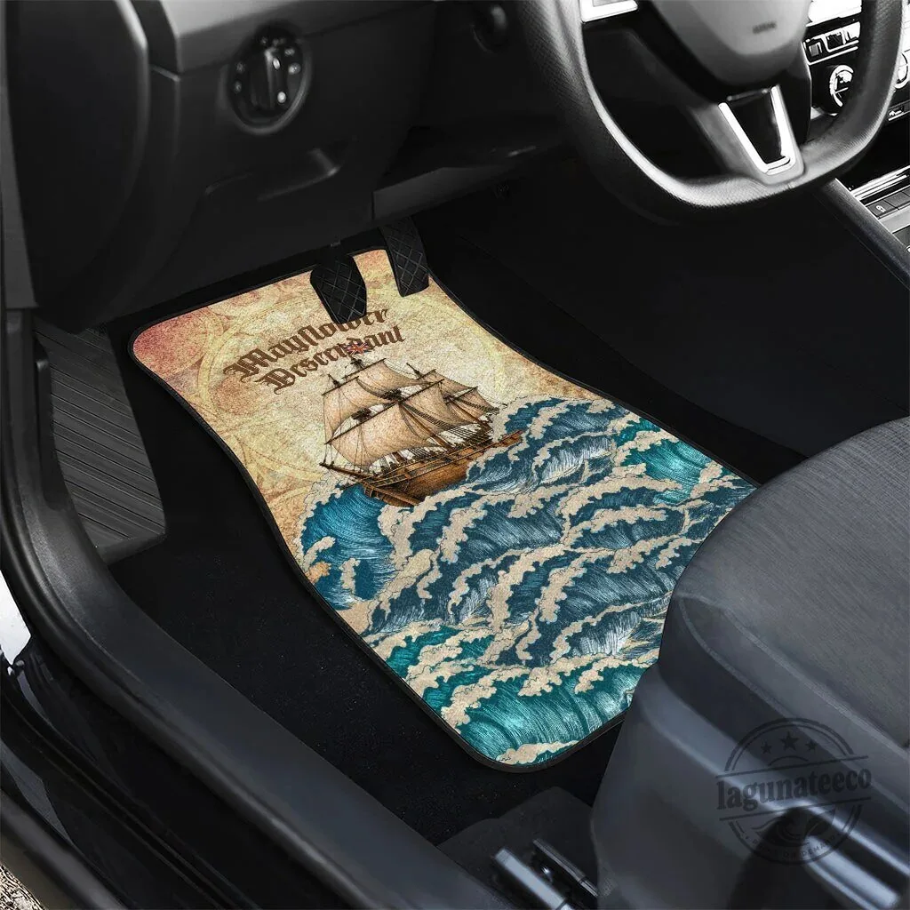 Mayflower Descendant Ship Car Mats Vintage Nautical Map Ocean Waves Auto Floor Mats 11 Mayflower Descendant Ship Car Mats Vintage Nautical Map Ocean Waves Auto Floor Mats