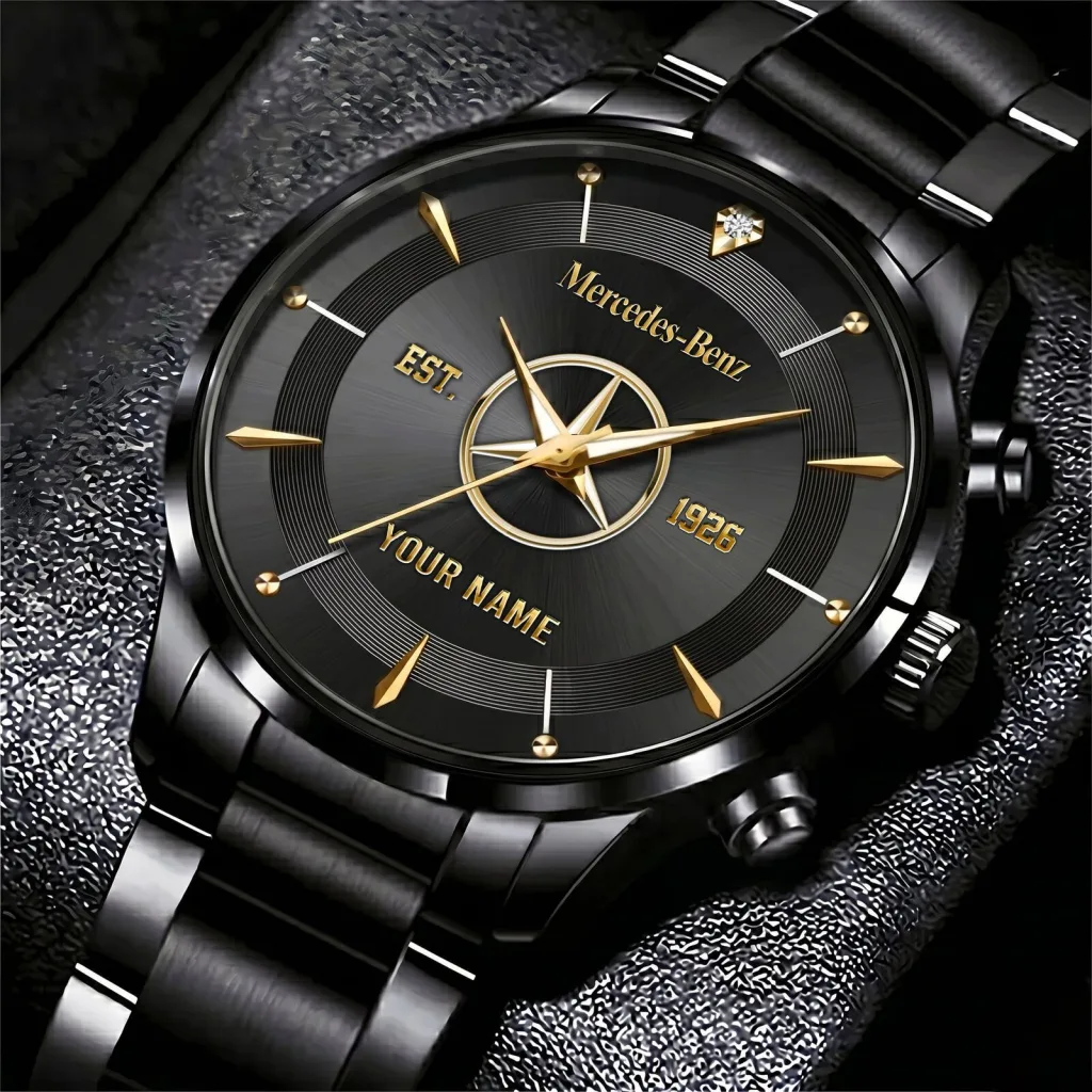 Mercedes-Benz Est. 1926 Custom Name Black Stainless Steel Men's Watch Mercedes-Benz Est. 1926 Custom Name Black Stainless Steel Men's Watch