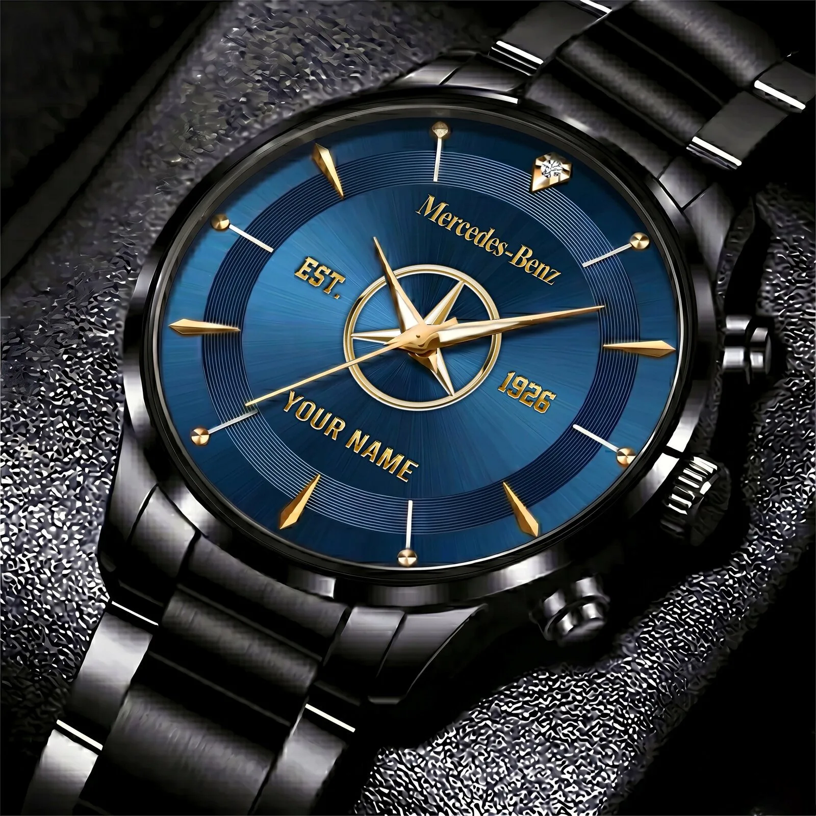 Mercedes-Benz Est. 1926 Custom Name Black Stainless Steel Men's Watch 5 Mercedes-Benz Est. 1926 Custom Name Black Stainless Steel Men