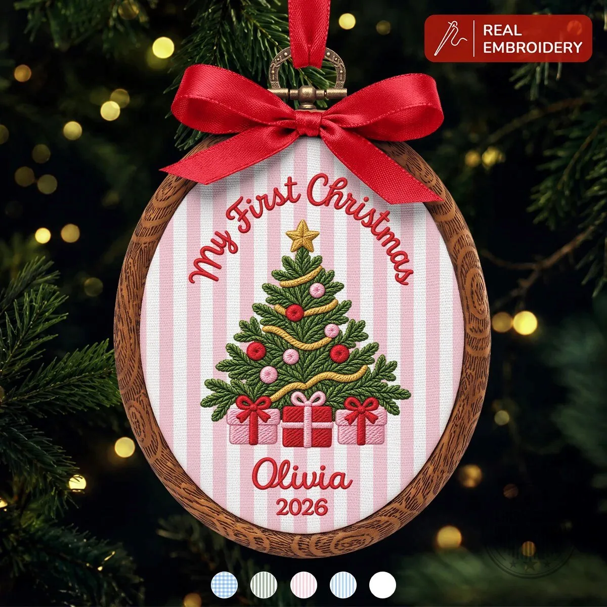 My First Christmas Tree Embroidered Personalized Baby Keepsake Ornament