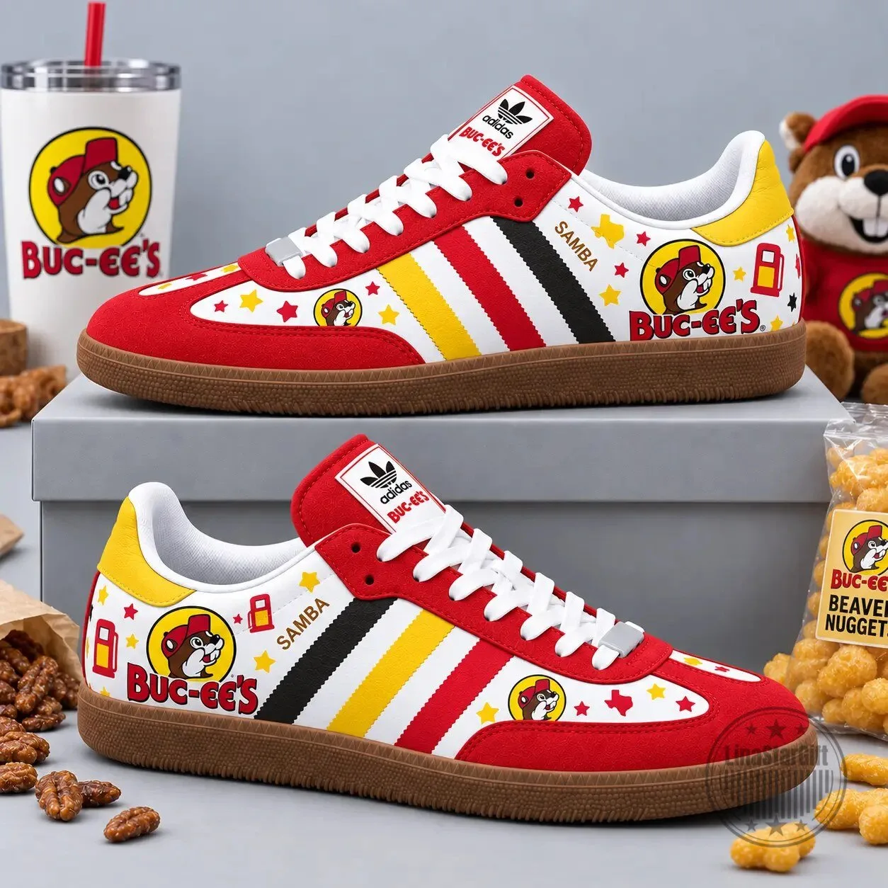 Buc-ee's Beaver Mascot Logo Adidas Samba OG Graphic Shoes