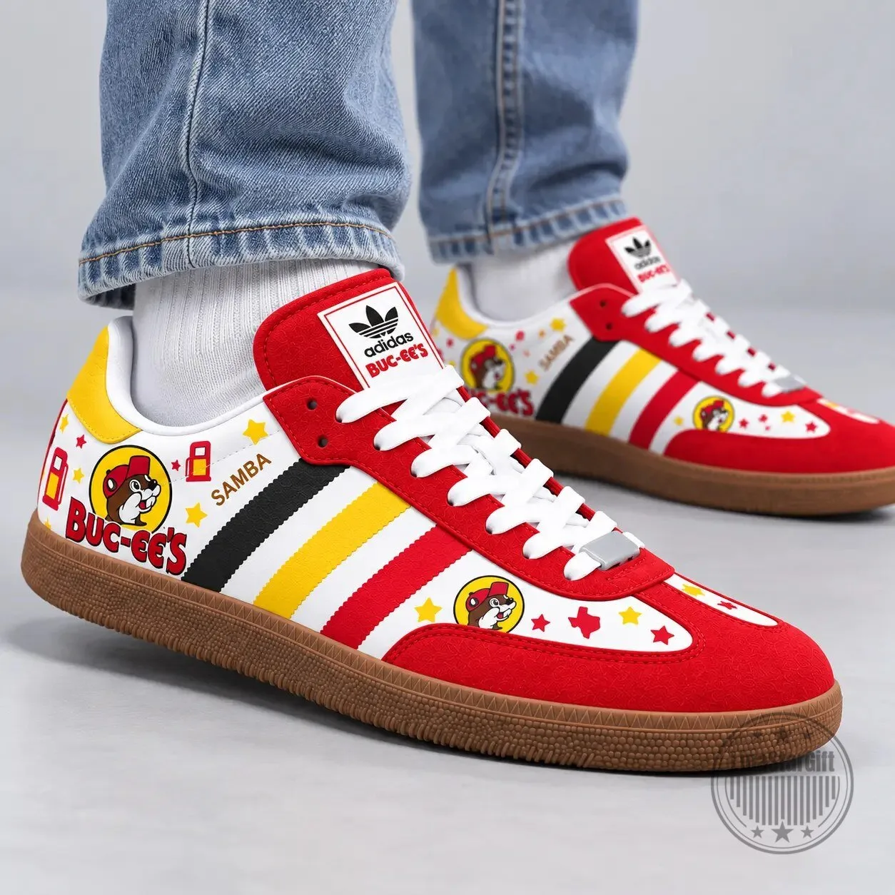 Buc-ee's Beaver Mascot Logo Adidas Samba OG Graphic Shoes 4 Buc-ee