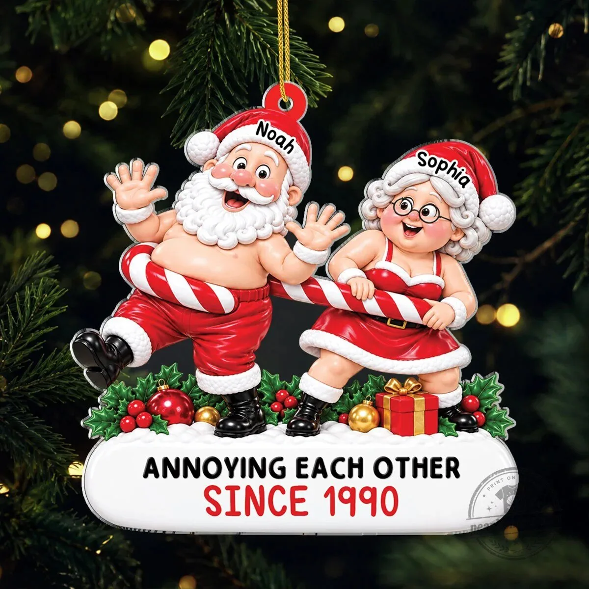Custom Christmas Couple Ornament: Annoying Each Other Since Our First Holiday