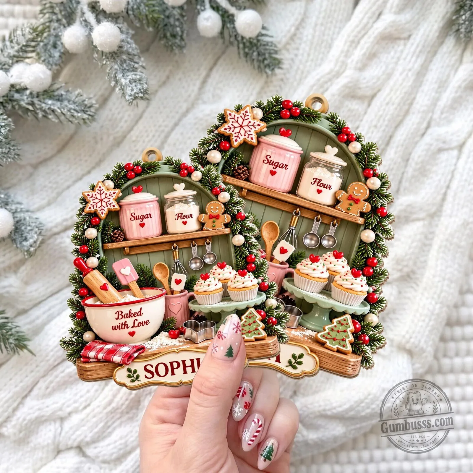 Personalized Christmas Baking Kitchen Scene Ornament, Custom Baker Gift 17 Personalized Christmas Baking Kitchen Scene Ornament, Custom Baker Gift