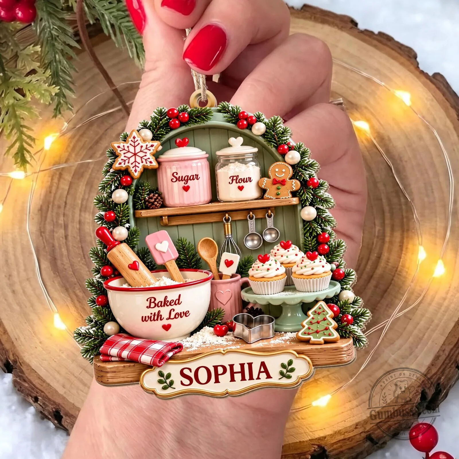 Personalized Christmas Baking Kitchen Scene Ornament, Custom Baker Gift 21 Personalized Christmas Baking Kitchen Scene Ornament, Custom Baker Gift