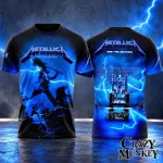 Metallica Ride the Lightning Blue Electric Guitar Graphic T Shirt | Apparel