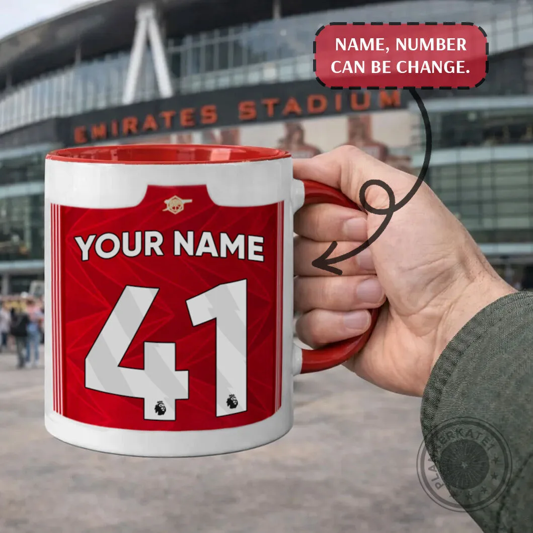 Personalized Arsenal Football Club Red Home Jersey Design Custom Name Number Mug