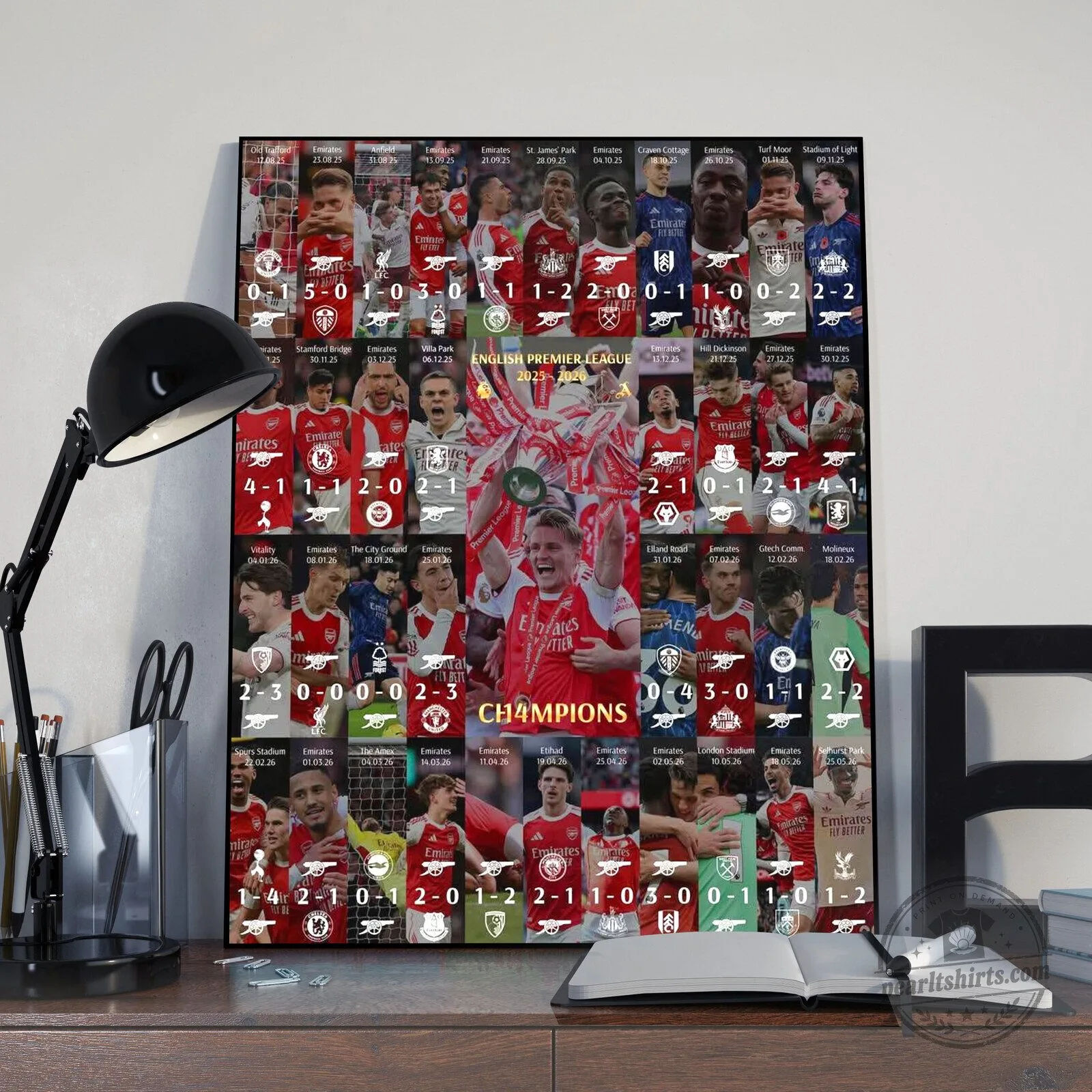 Arsenal Football Club 2025-2026 Premier League Champions Season Review Poster