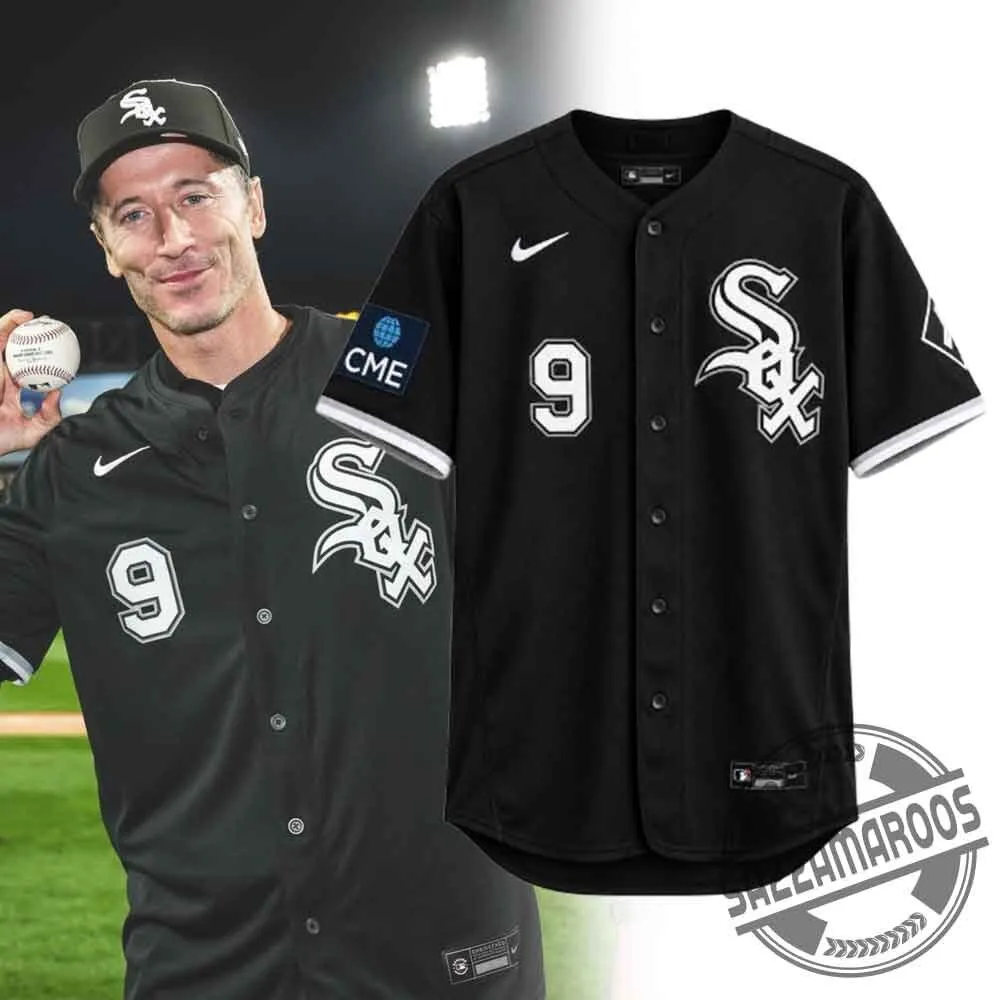 Robert Lewandowski #9 Custom Chicago White Sox Black Baseball Jersey 4 Robert Lewandowski #9 Custom Chicago White Sox Black Baseball Jersey