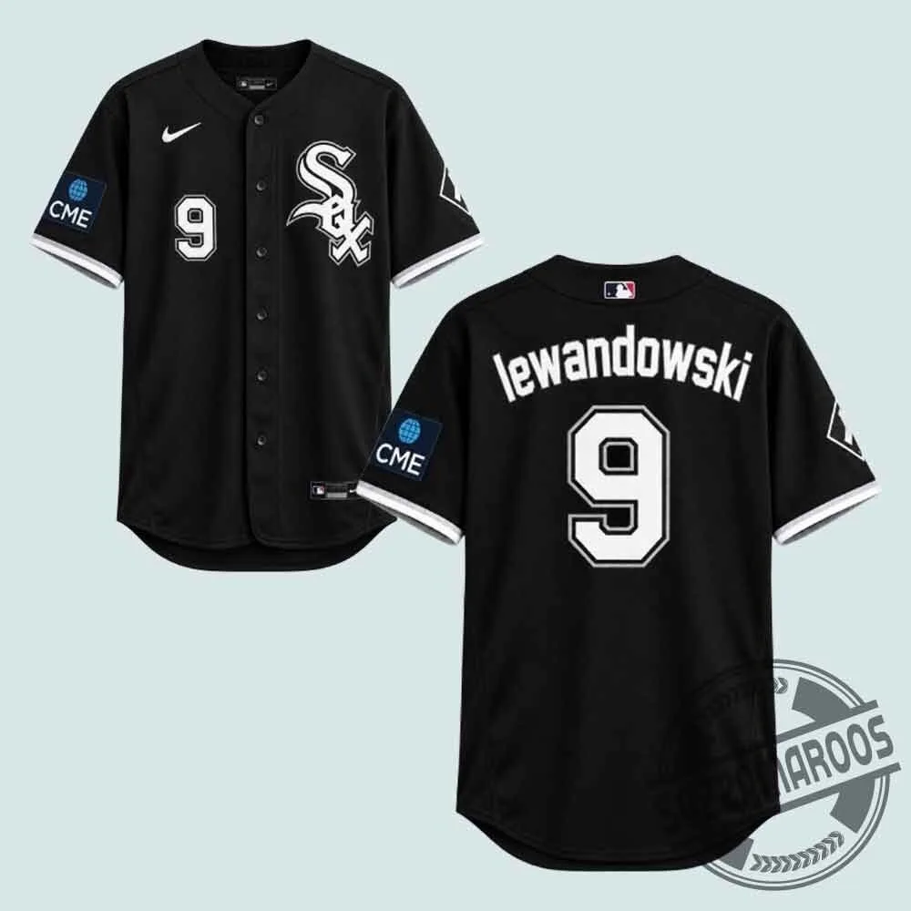 Robert Lewandowski #9 Custom Chicago White Sox Black Baseball Jersey 6 Robert Lewandowski #9 Custom Chicago White Sox Black Baseball Jersey