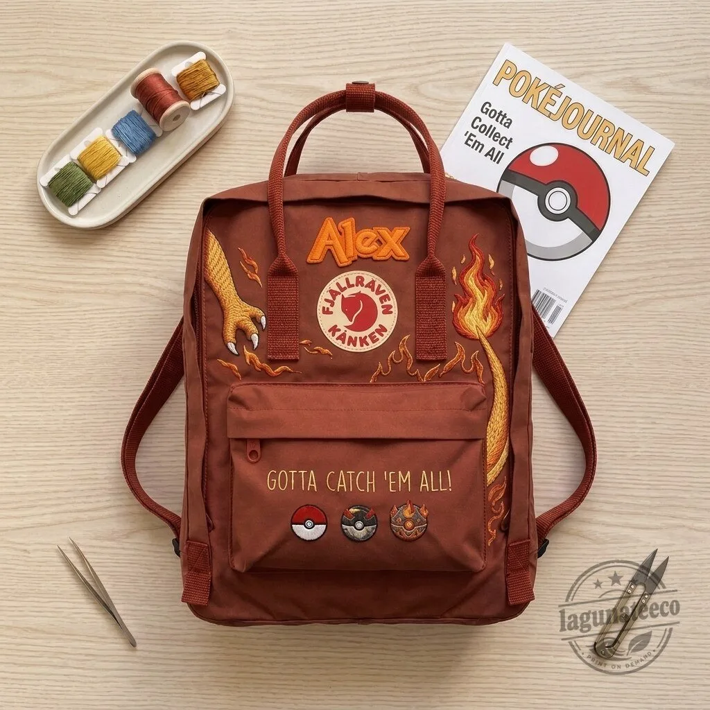 Pokemon Charizard Gotta Catch 'Em All Embroidered Fjallraven Kanken Backpack