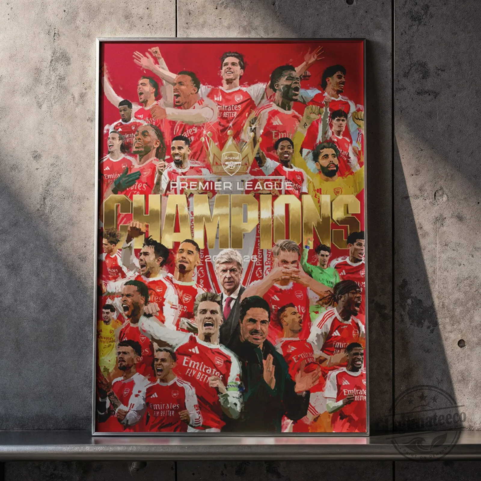 Arsenal Premier League Champions Football Team Celebration Canvas Wall Art