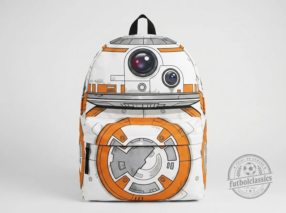 Backpack in White and Orange Featuring BB-8 Droid Character from Star Wars