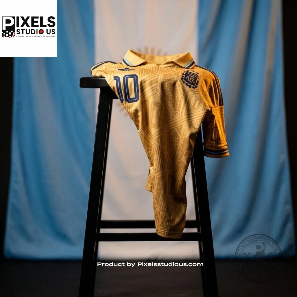 Argentina Messi 10 Coronados De Gloria Premium Gold Baroque Concept Soccer Jersey 11 Argentina Messi 10 Coronados De Gloria Premium Gold Baroque Concept Soccer Jersey 3D shirt or sports jersey with all-over print design