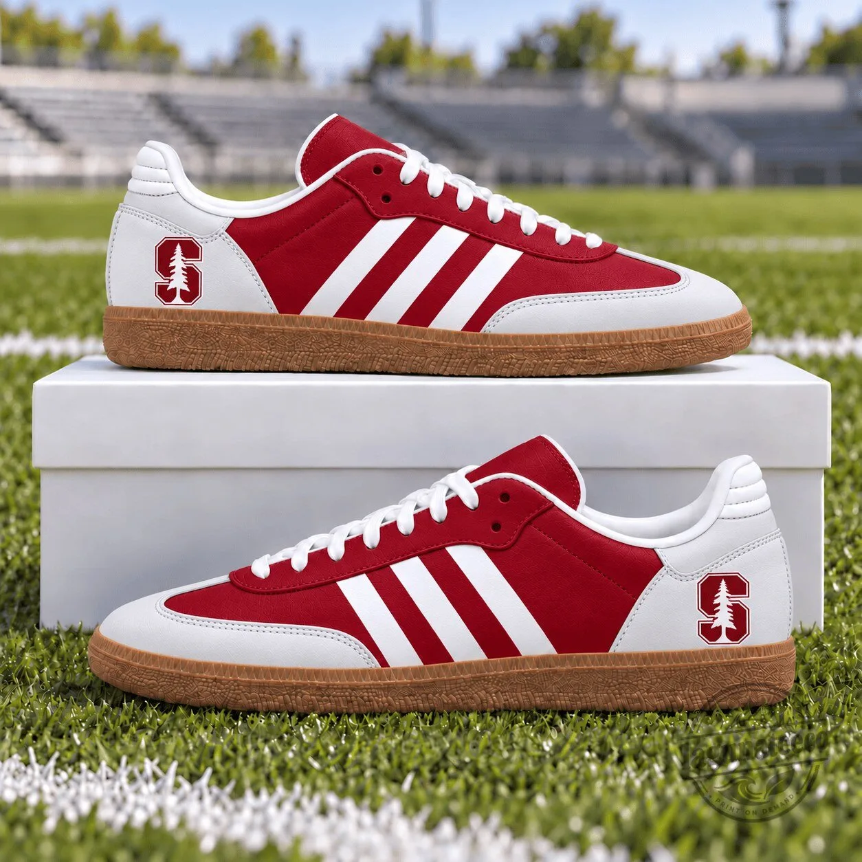 Stanford Cardinal University Red White Stripe Athletic Shoes