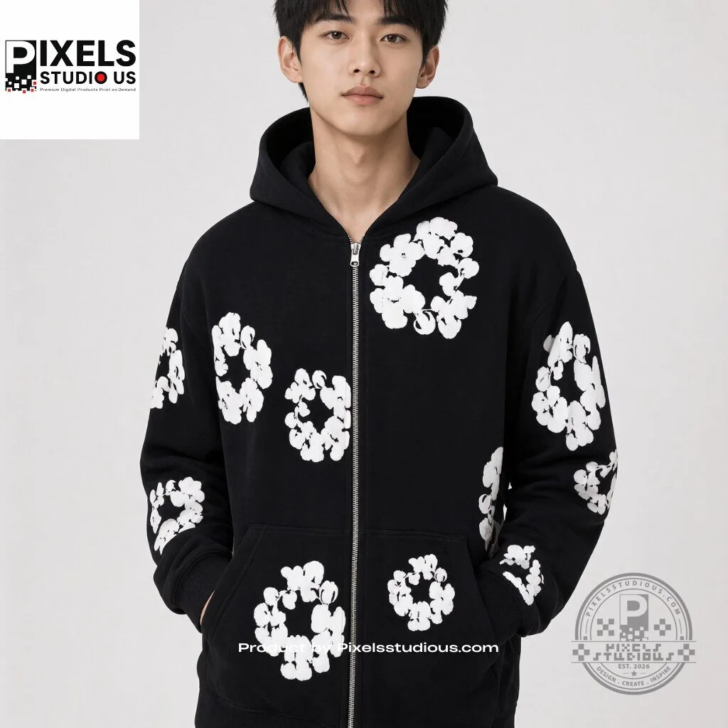 Piero Hincapie Denim Tears Cotton Wreath Zip Hoodie Black 7 Piero Hincapie Denim Tears Cotton Wreath Zip Hoodie Black 3D shirt or sports jersey with all-over print design