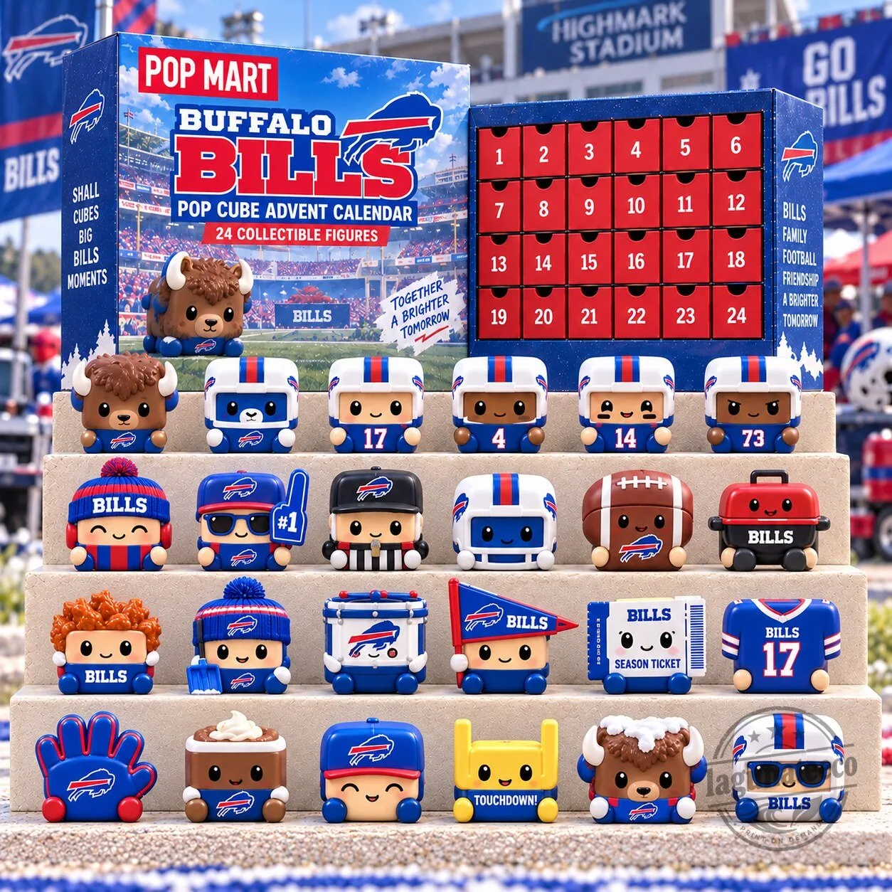 Buffalo Bills Pop Cube Advent Calendar 24 Collectible Figures Set