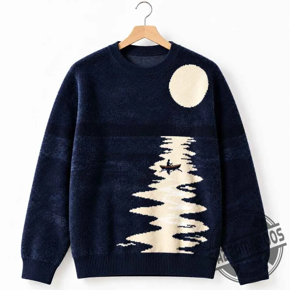 Moonlit River Landscape Jacquard Knit Sweater 5 Moonlit River Landscape Jacquard Knit Sweater