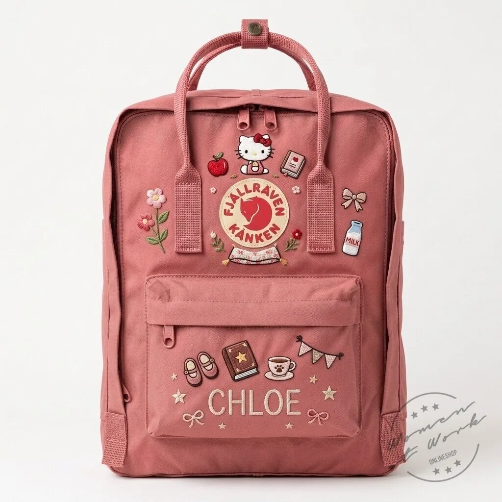 Hello Kitty Fjallraven Kanken Embroidered Backpack for Girls and Women 7 Hello Kitty Fjallraven Kanken Embroidered Backpack for Girls and Women