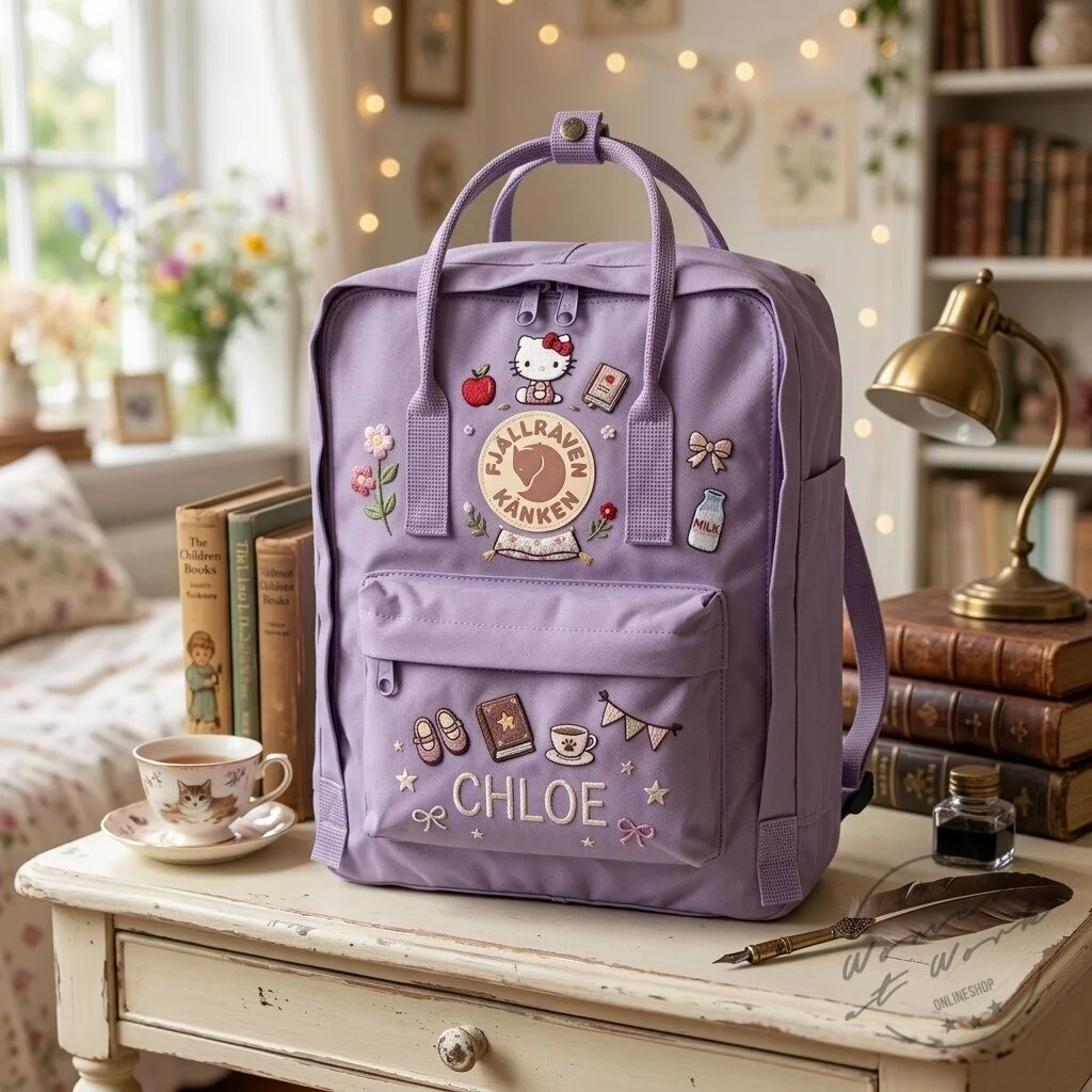 Hello Kitty Fjallraven Kanken Embroidered Backpack for Girls and Women 8 Hello Kitty Fjallraven Kanken Embroidered Backpack for Girls and Women