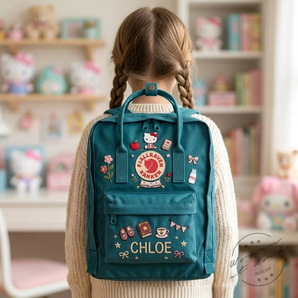 Hello Kitty Fjallraven Kanken Embroidered Backpack for Girls and Women 9 Hello Kitty Fjallraven Kanken Embroidered Backpack for Girls and Women
