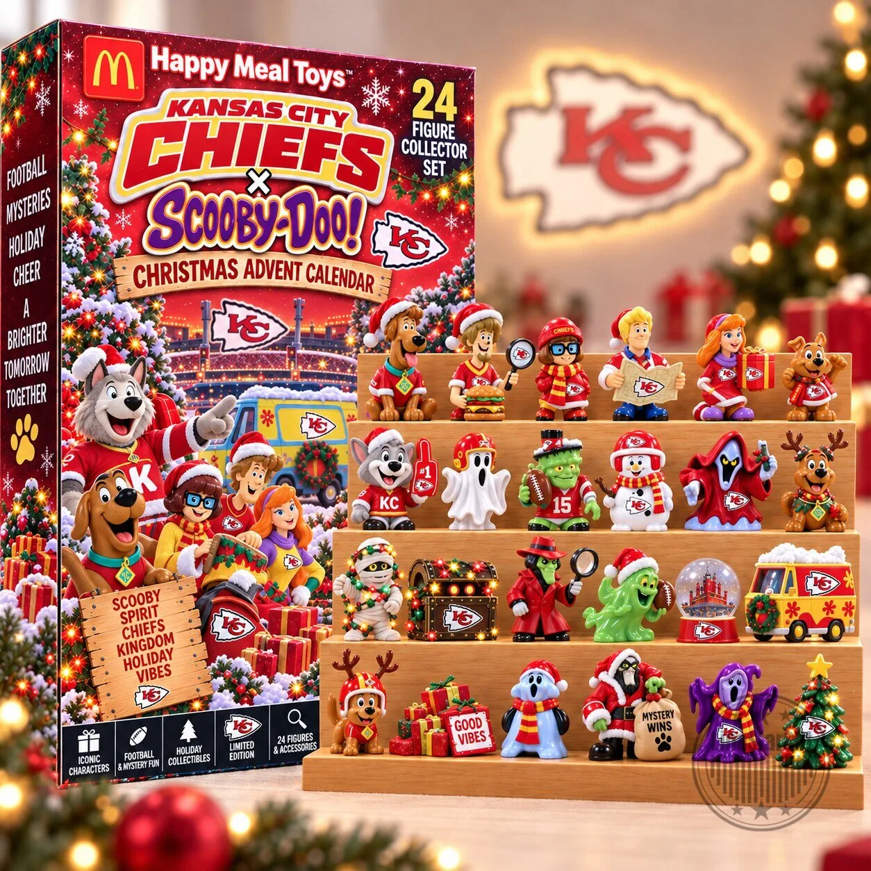Kansas City Chiefs Scooby-Doo Christmas Advent Calendar 24 Figure Collector Set