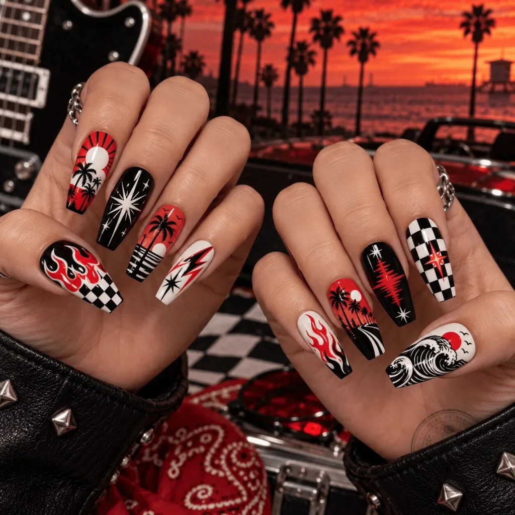 Red Hot Chili Peppers California Funky Rock Press-On Nails Set Red Hot Chili Peppers California Funky Rock Press-On Nails Set