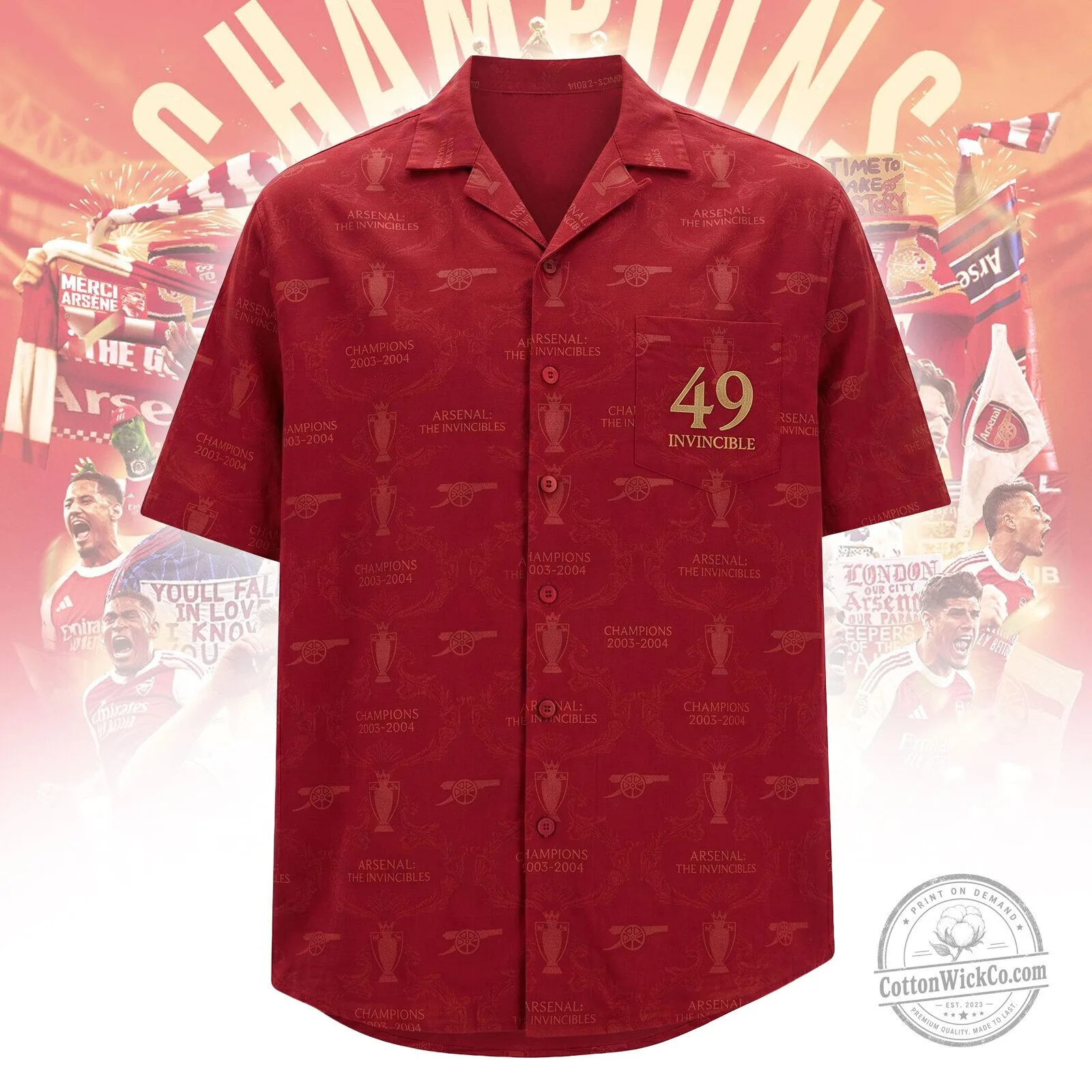 Arsenal Football Club The Invincibles 49 Undefeated Season Hawaiian Shirt