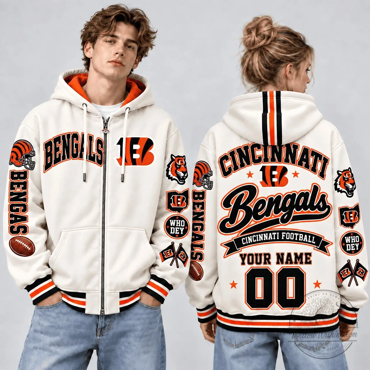 Cincinnati Bengals NFL Football Personalized Full-Zip Hoodie 5 Cincinnati Bengals NFL Football Personalized Full-Zip Hoodie