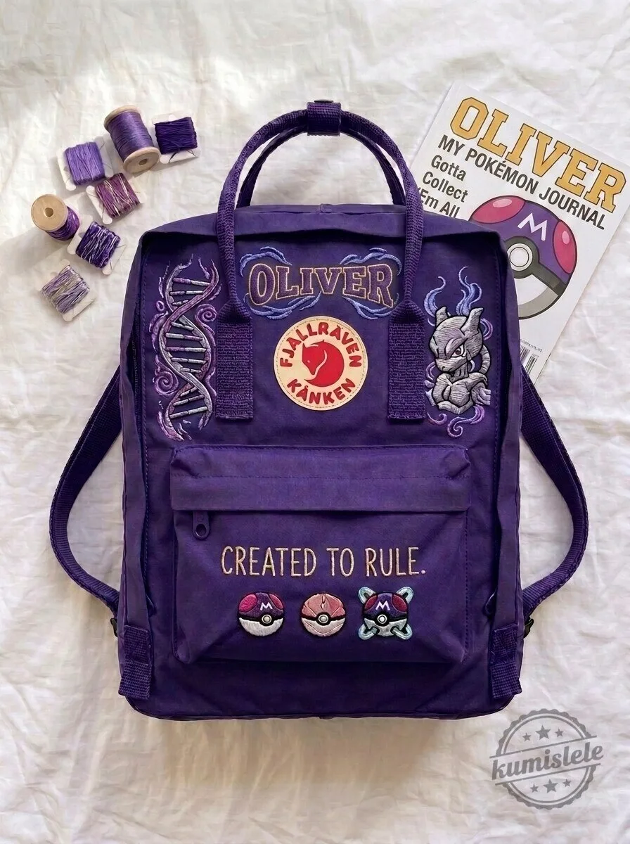 Pokemon Mewtwo Embroidered Fjallraven Kanken Backpack for Oliver