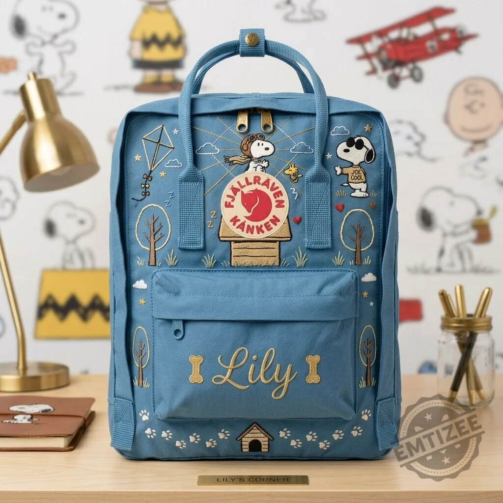 Snoopy Embroidered Fjallraven Kanken Backpack with Personalized Name