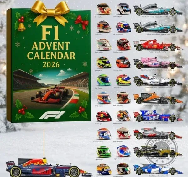 Formula 1 Racing Cars and Helmets 2026 Advent Calendar Christmas Countdown Gift Box