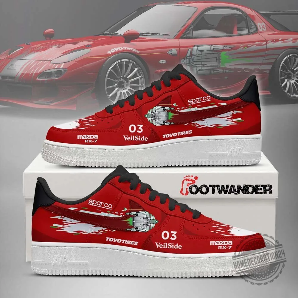 Mazda RX-7 Fast and Furious Veilside Red Custom Shoes