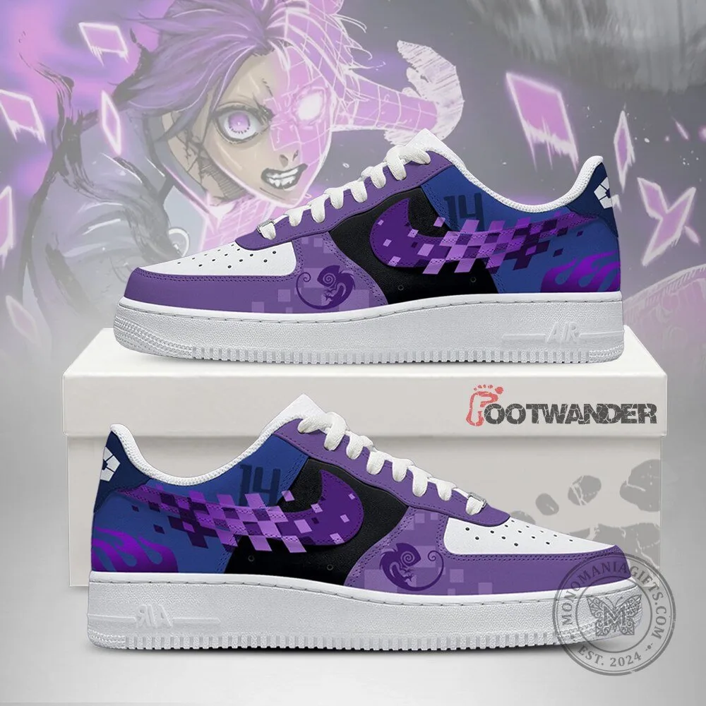 Reo Mikage Blue Lock Anime Custom Embossed Logo White and Purple Sneakers