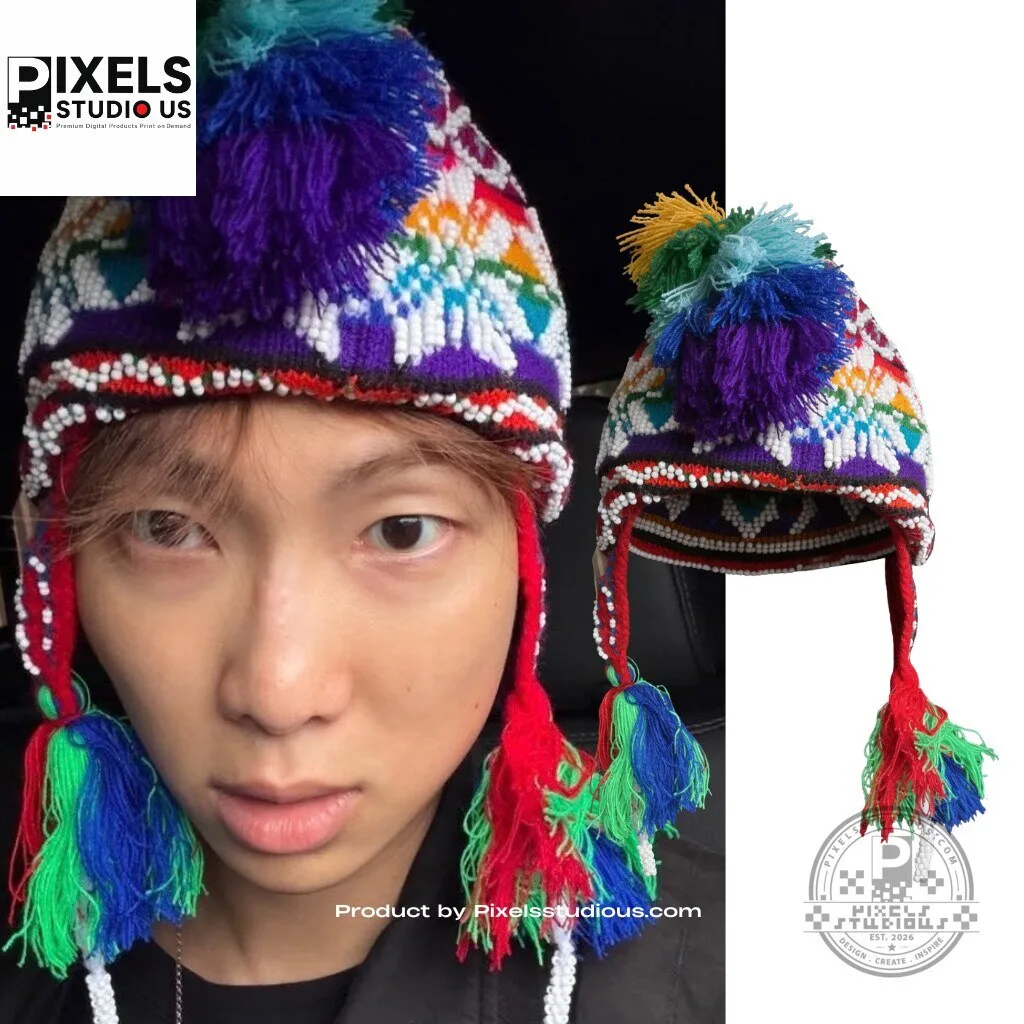 BTS RM Peruvian Beaded Chullo Hat