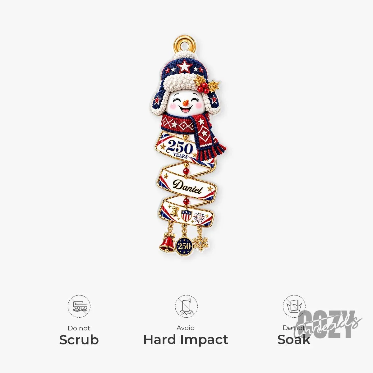 Personalized 250 Years America Snowman Christmas Tree Ornament 10 Personalized 250 Years America Snowman Christmas Tree Ornament